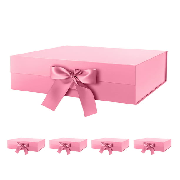 PKGSMART 5 Large Gift Boxes with Ribbons, Pink Gift Boxes with Magnetic ...