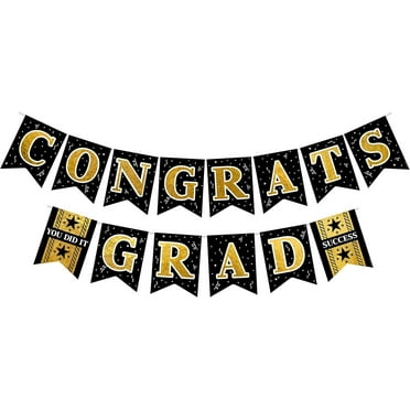 Gold Graduation Banner - Black and Gold Graduation Party Decorations