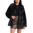 thumbnail image 1 of Abrigo de piel sintética para mujer INSPIRE CHIC, abrigo exterior de invierno con mangas largas y solapa, color negro, 1 of 6