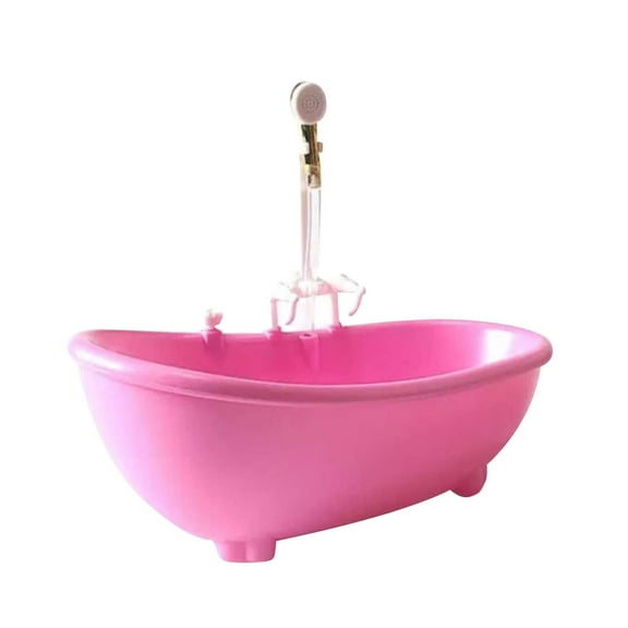 Simulation Dollhouse Bathtub Miniature Dollhouse Dolls Bath Playset Kids Pretend Toys 1: 6 Scale Bathroom Accessories for 12inch Doll Gifts Pink