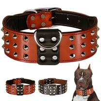 Didog 2" Wide Genuine Leather Studded Dog Collar for Medium Large Dogs, Heavy Duty Unique Rivet Pet Collars