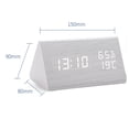 thumbnail image 2 of El despertador del higrómetro del LED llevó el higrómetro de madera del reloj digital electrónico del triángulo del reloj de madera, 2 of 5