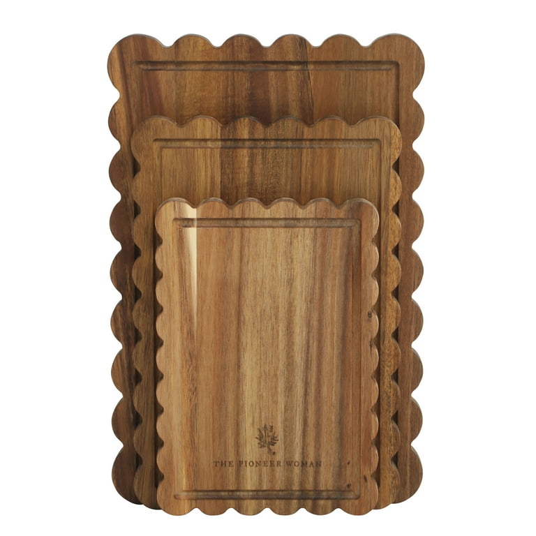 Acacia Wood Scalloped Cutting Boards, 3-Piece Set photo 6