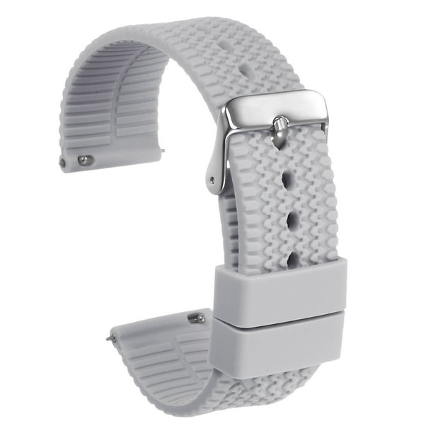 Correa de reloj de silicona Uxcell de 24 mm, correa de reloj de goma con hebilla de acero inoxidable electrochapado para hombres y mujeres, gris claro