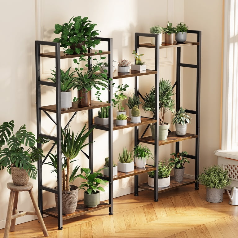 Amadwell 4-Tier Industrial Bookcase, Brown photo 5