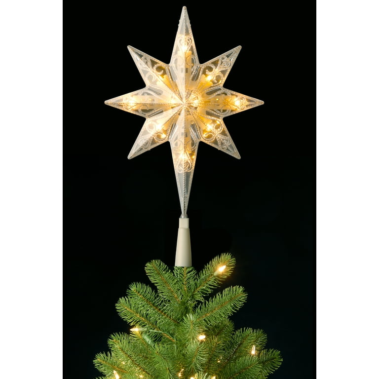 12 Silver Tree Topper Star Low Voltage Warm White Led Lights