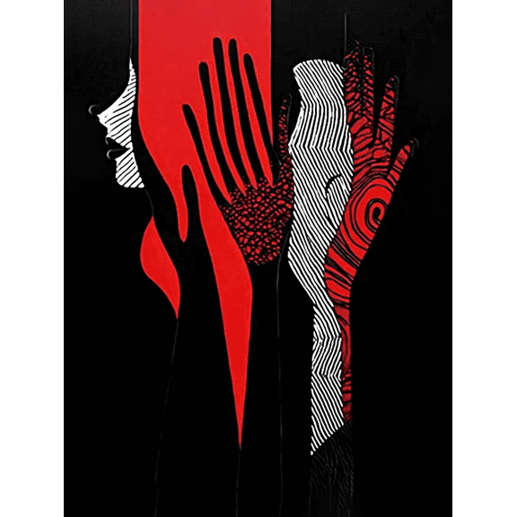 Abstract Red and Black Hands Canvas Wall Art Print,Suitable for Living Room,Bedroom,Office,Bathroom,Dining Room Decoration