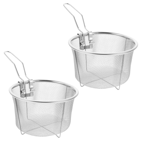 WRISTBIQUE Set of 2 Heavy Duty Stainless Steel Fry Baskets for Deep Frying French Fries, Snacks, and More