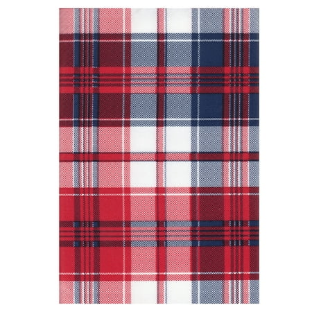 

Patriotic Plaid PEVA Vinyl Tablecloth 4th of July Flannel Backed (52 x 70 Rectangle)