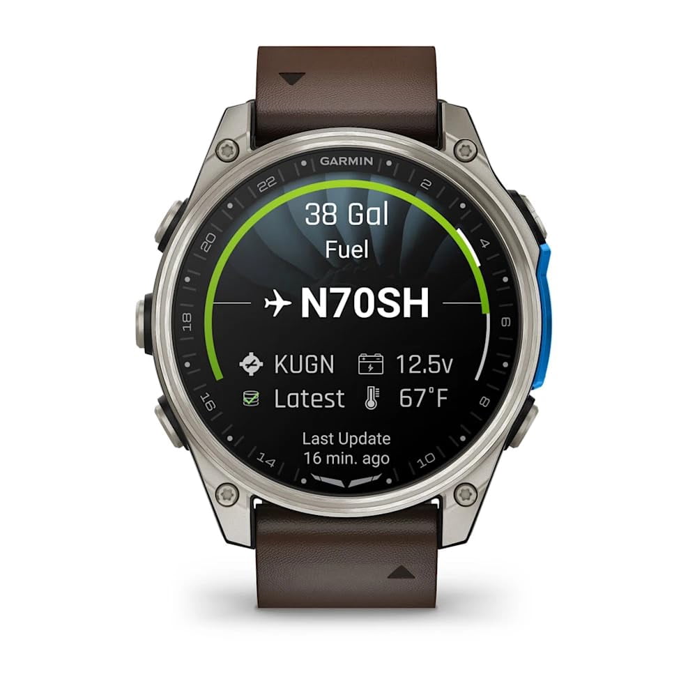 Garmin D2 Mach 2, (47 mm), Titanium w/ Oxford Brown Leather Band (010-02904-30)