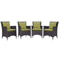 thumbnail image 1 of Modway Ensemble de 4 Fauteuils de Salle à Manger en Osier pour Patio Extérieur, 1 of 6