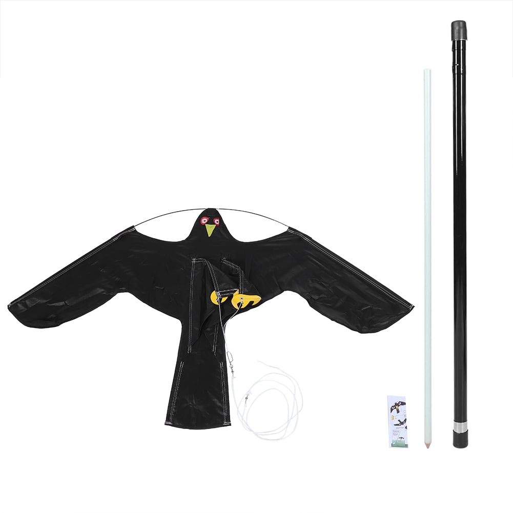 AYNEFY Extendable Bird Repellent Kite Simulated Flying Hawk Reflective Scarer for Outdoor Home Garden Farm with 7m Telescopic Pole 