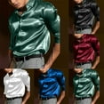 thumbnail image 2 of Fule Mens Satin Silk Dress Shirt Long Sleeve Casual Button Down Shirts Wedding Party, 2 of 9