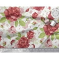 thumbnail image 3 of Soimoi White polyester Crepe Fabric Leaves & Rose Floral Decor Fabric Printed Yard 52 Inch Wide, 3 of 3