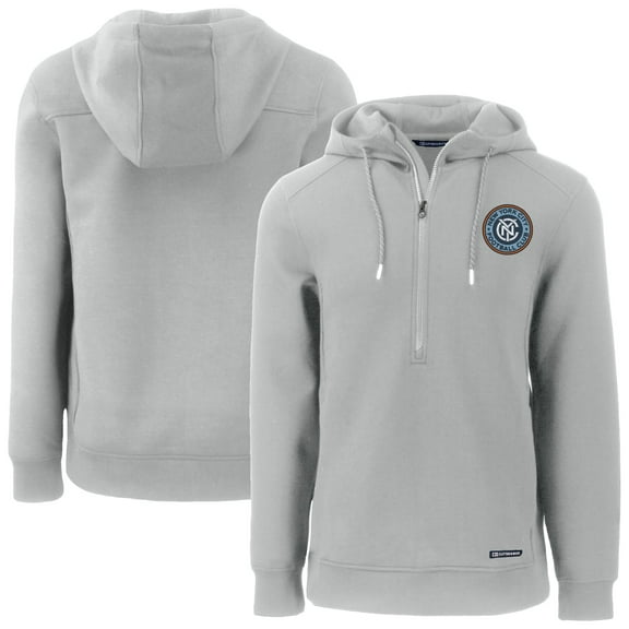 Men's Cutter & Buck Gray New York City FC Roam Eco Half-Zip Recycled Pullover Hoodie
