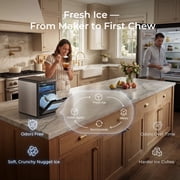 Goosiay Nugget Ice Maker Countertop, 44lbs per Day Portable Pebble Sonic Ice Machine with Soft Chewable Ice for Home, Kitchen, Office, RV, Camping, Stainless Steel, Black