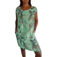 thumbnail image 1 of XYMJT Robes Needream, Robe Imprimée en Coton et Lin pour Femmes, Col Rond, avec Poche, 1 of 1