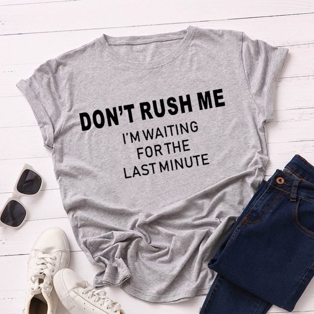 Eqwljwe Womens Hauts Décontractés à Imprimé Lettre Manches Courtes T-Shirt Surdimensionné Été Col Rond Chemises Blouse Hauts Liquidation à Moins de 10 $