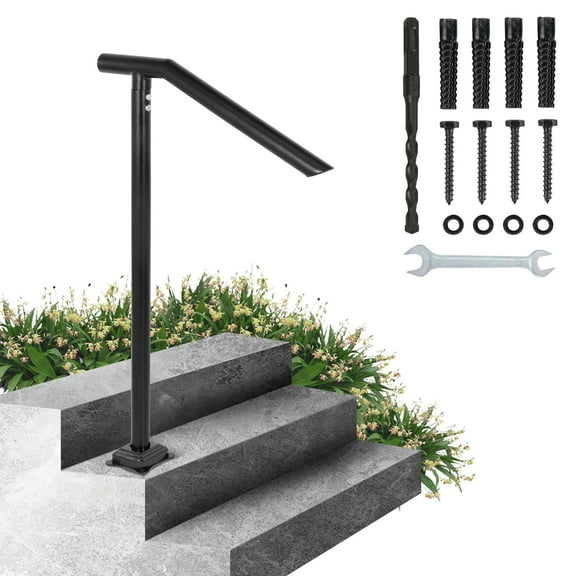 KFFKFF Durable Staircase and Railing Handrail, Steel Black, 36.22 x 10.63 x 6.10 inches, 13.01 lb