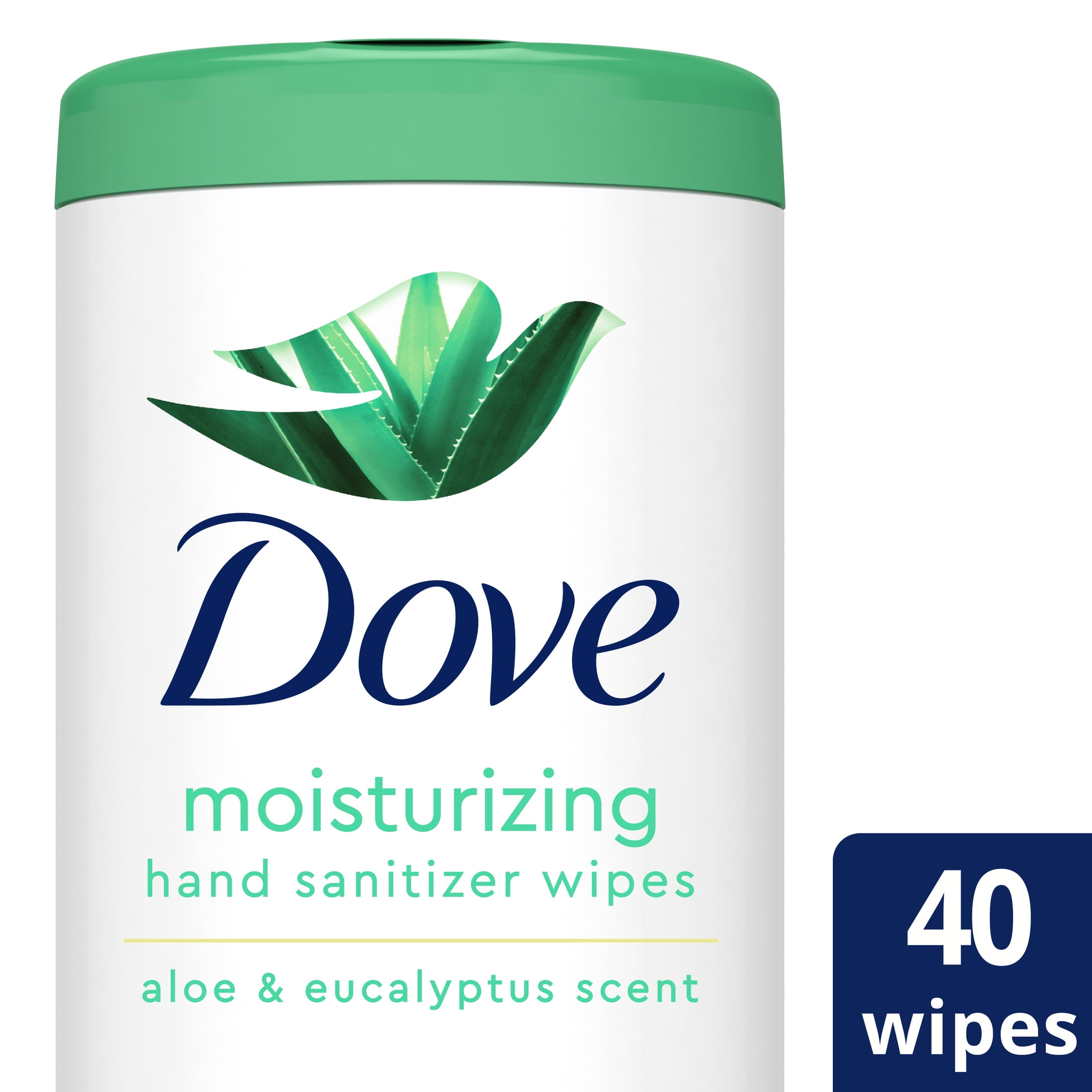 Dove Moisturizing Hand Sanitizer Wipes Aloe & Eucalyptus, 40 wipes