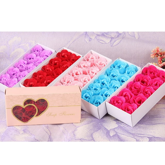 Fiudx Set de Jabón de Baño Perfumado con Rosas, 10 Jabones Florales En Caja de Corazón, Regalo de Lujo para Bodas y Ocasiones Especiales, Diseño de Rosas Multicolor, Elegante Decoración de Baño, Tama