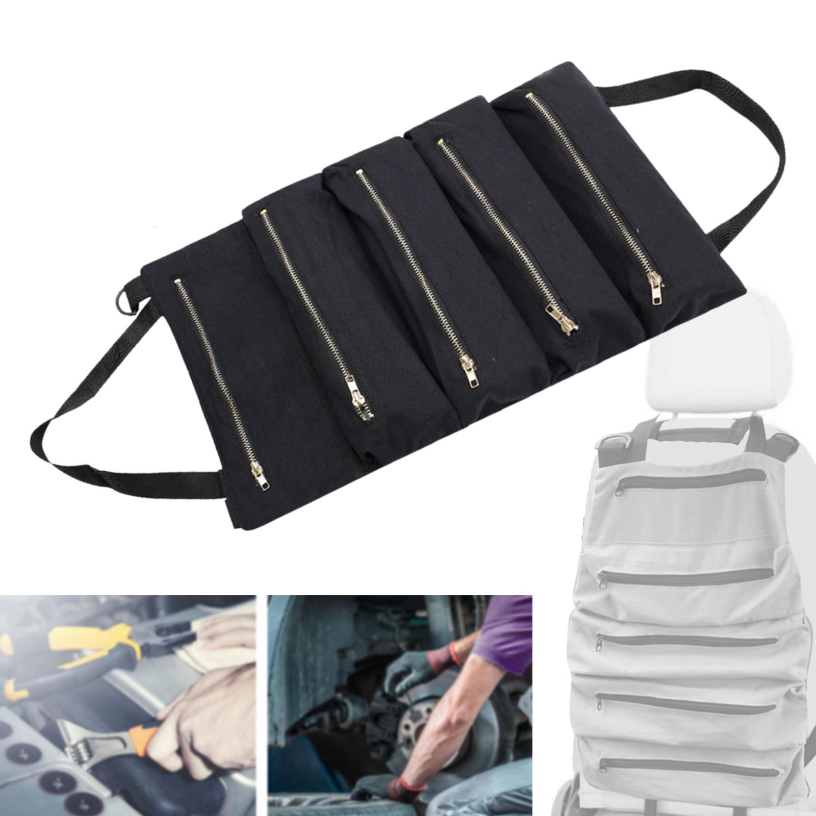 Wrench Tools Pouch Collapsible Roll up Tool Bag Small Tool Bag for Carpenter black