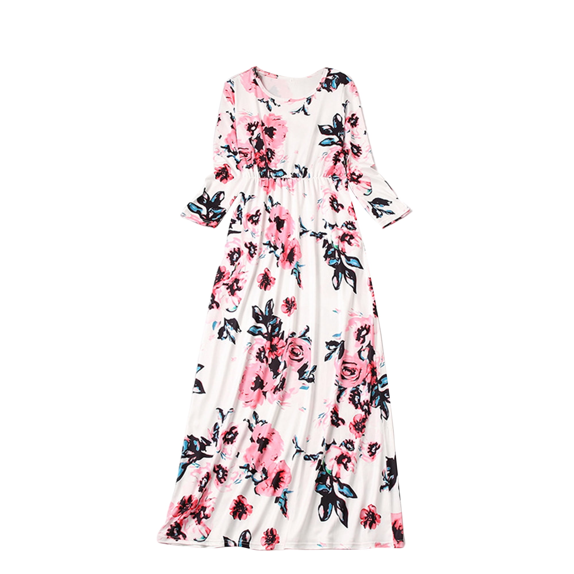 Innerwin Long Maxi Dresses Sleeve Women Girls Family Matching