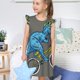 thumbnail image 4 of Fotbe Fun Riding Dinosaur Vestido de Dormir para Niñas de 3 a 10 Años, Mangas Cortas, Estilo Princesa, Pijama Camisón con Mangas Voladas-Large, 4 of 6