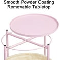 thumbnail image 5 of Round End Tables with Storage Basket, Metal Side Table Nightstand Small Bedside Table, Pink, 5 of 15