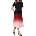 thumbnail image 2 of INSPIRE CHIC Women's Short Sleeve Pleated Dress 2025 Spring Trendy Office Work A-Line Midi Dresses XL Red, 2 of 5
