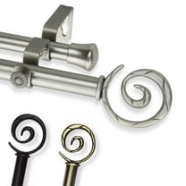 13/16" Dia Adjustable 28-48 inch Double Curtain Rod with Traute Finials - Black,(4727-282)