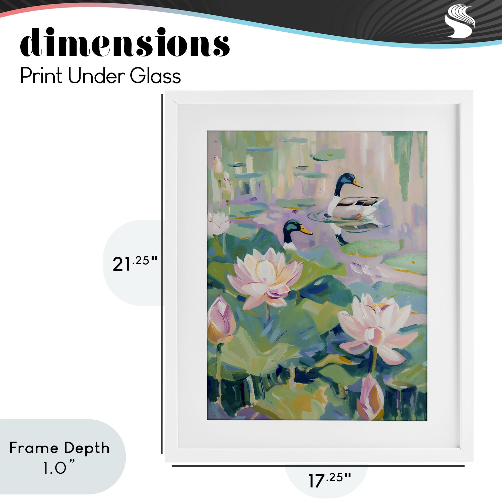 Stupell Industries Duck Pond with Lotus Flowers White Framed Print Under Glass, design by The Prints Vibe