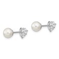 thumbnail image 3 of 925 Sterling Silver White 5 6mm Simulated Shell Pearl Cubic Zirconia Cz Reversible Stud Earrings Ball Button, 3 of 8