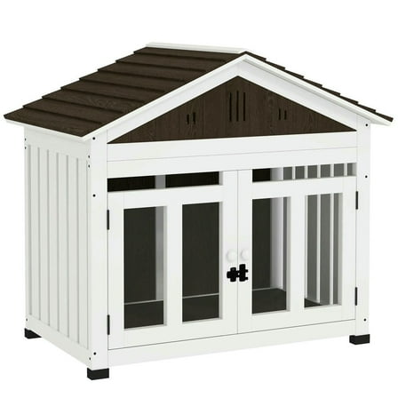 Barara King Dog House,Pet House,40"L Wooden Dog House Outdoor Indoor, with Air Vents & Elevated Removable Floor