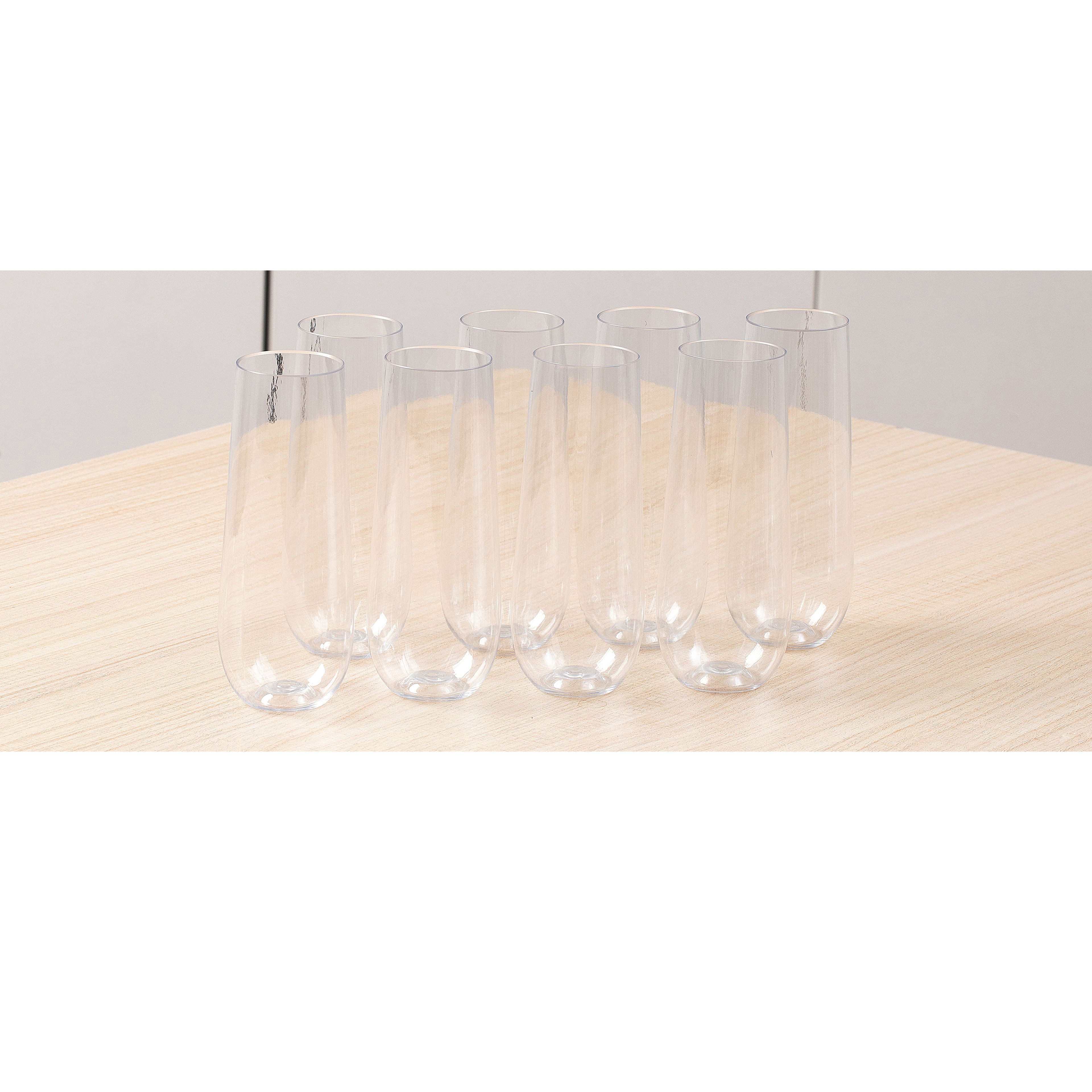 9oz Clear Plastic Stemless Champagne Flutes by Celebrate It – Food Safe - Hand Wash Only - Ideal for Parties - Weddings & Events - 12 Pack