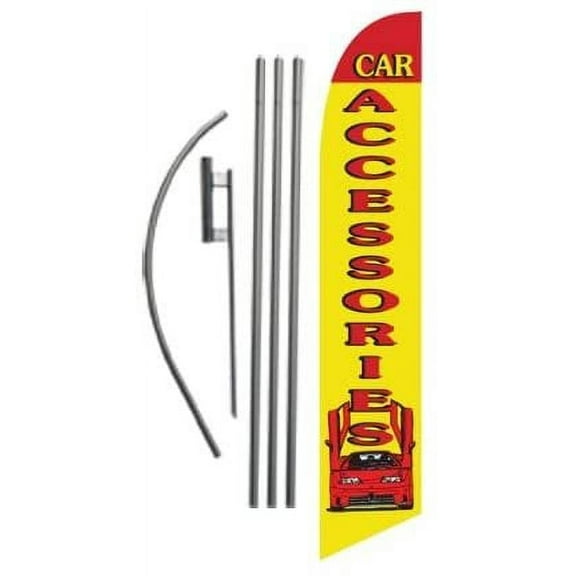 Car Accessories Shop Advertising Feather Banner Swooper Flag Sign with Flag Pole Kit and Ground Stake