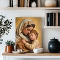 thumbnail image 4 of HFDF Religious Canvas Wall Art Baroque spired Virg Mary Embrace of Sleepg fant Jesus on Taupe Ochre Background Oil Patg Prts for Nursery Room Bedroom Decor 16x24inch Framed, 4 of 6