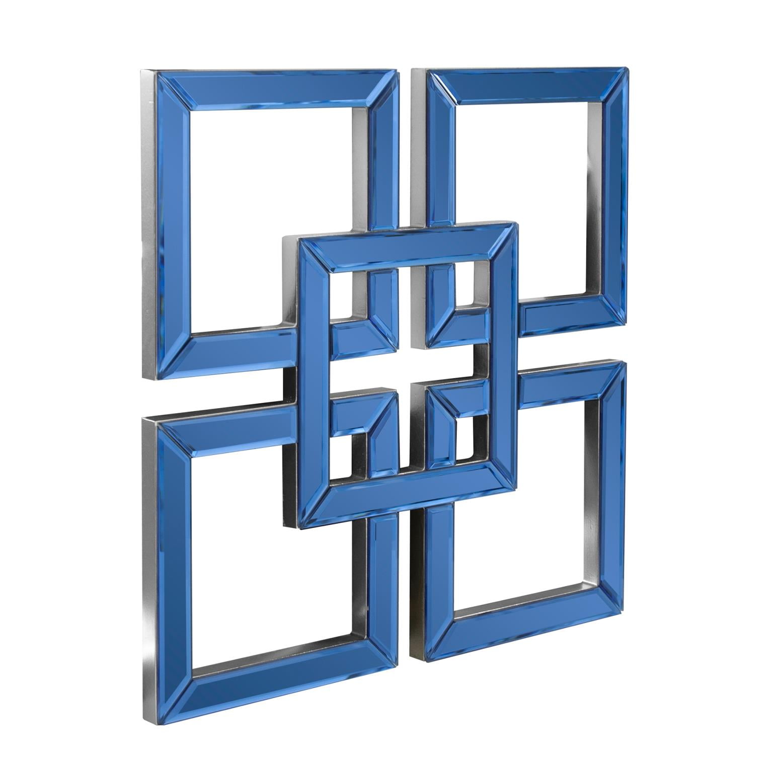 Tyler Dillon Contemporary Layered Square Sapphire Blue Accent Mirror 16"H x 16"W