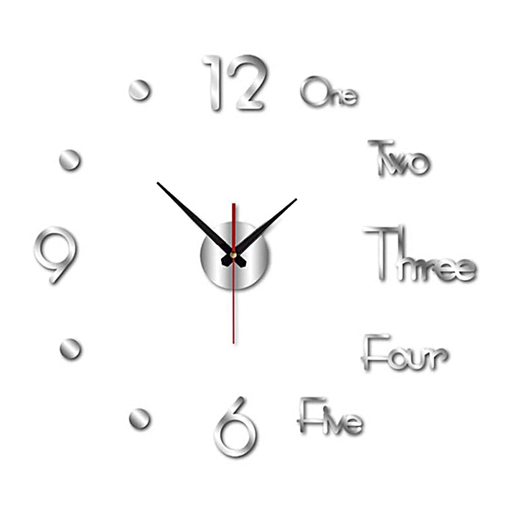 Atopoler DIY Wall Clock,Large Modern 3D Mirror Wall Clock Decor Sticker