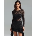 thumbnail image 3 of Vestido de encaje a la moda BELLA BARNETT, sexy, transparente, negro, 3 of 6
