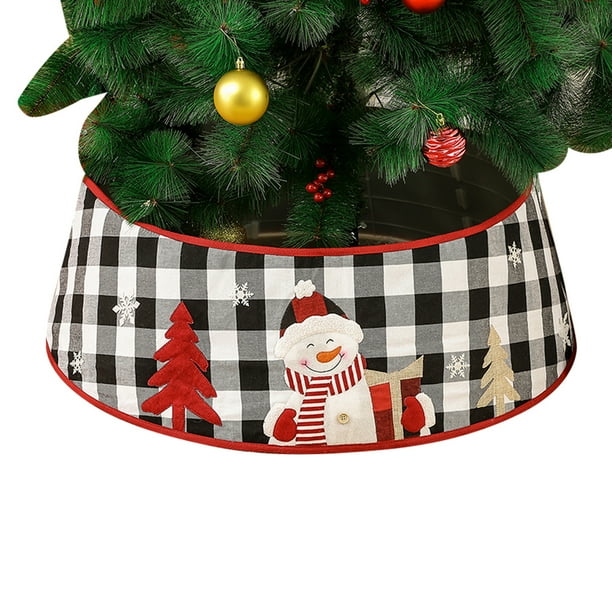 Christmas Tree Skirt 30 inches Plaid Christmas Tree Base Cover Collar