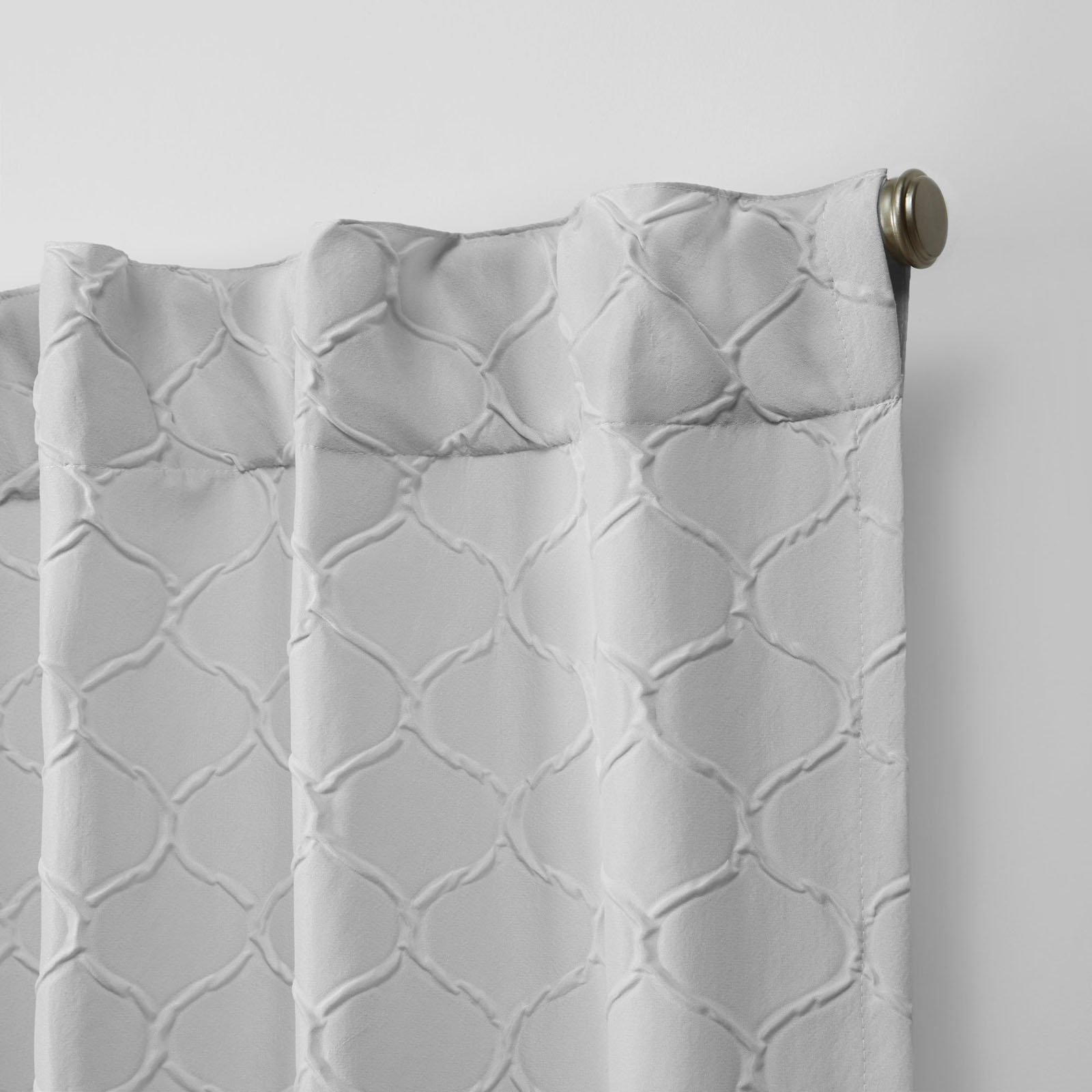 Nicole Miller Trellis Matelassé Hidden Tab/Rod Pocket Top Light Filtering Curtain Panel Pair, 54"x84", Blush