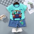 thumbnail image 2 of kpoplk Baby Boy Summer Clothes 12-18 Months 2Pcs Set Casual Short Sleeve T-Shirt and Elastic Waist Shorts Outfits(Mint Green,18-24 M), 2 of 4