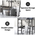 thumbnail image 5 of Twin Size Loft Bed with 2 Beds in 1 for Kids Teens Adults, Metal Loft Bed Frame with 2 Built-In Desks, Twin Size 2 Beds in 1 Loft Bed with Ladder & Full-Length Guardrails for Bedroom, Black, 5 of 6