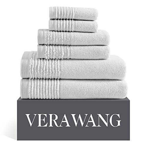 Vera Wang Sculpted Pleat Collection Towel Set 100 Cotton Soft Luxurious Super Absorbent Medium Weight 6pc Grey Walmart