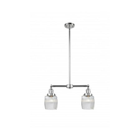 

Polished Chrome Tone Chandeliers 22 Wide Thick Clear Halophane Glass Steel/Cast Brass/Glass Medium Base LED 2 Light Fixture
