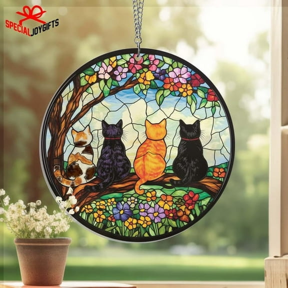 Cats Suncatcher, Cat Memorial Suncatcher, Gift for Cat Lovers, Cat Window Hanging, Cat Home Decor, Gift For Cat Mom, Pet Loss Gifts