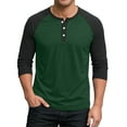 thumbnail image 2 of Summer Henley Shirts for Men Raglan 3/4 Sleeve Jersey Baseball T-Shirts Casual Cotton Sport Athletic Tee Tops Dark Green XL, 2 of 5