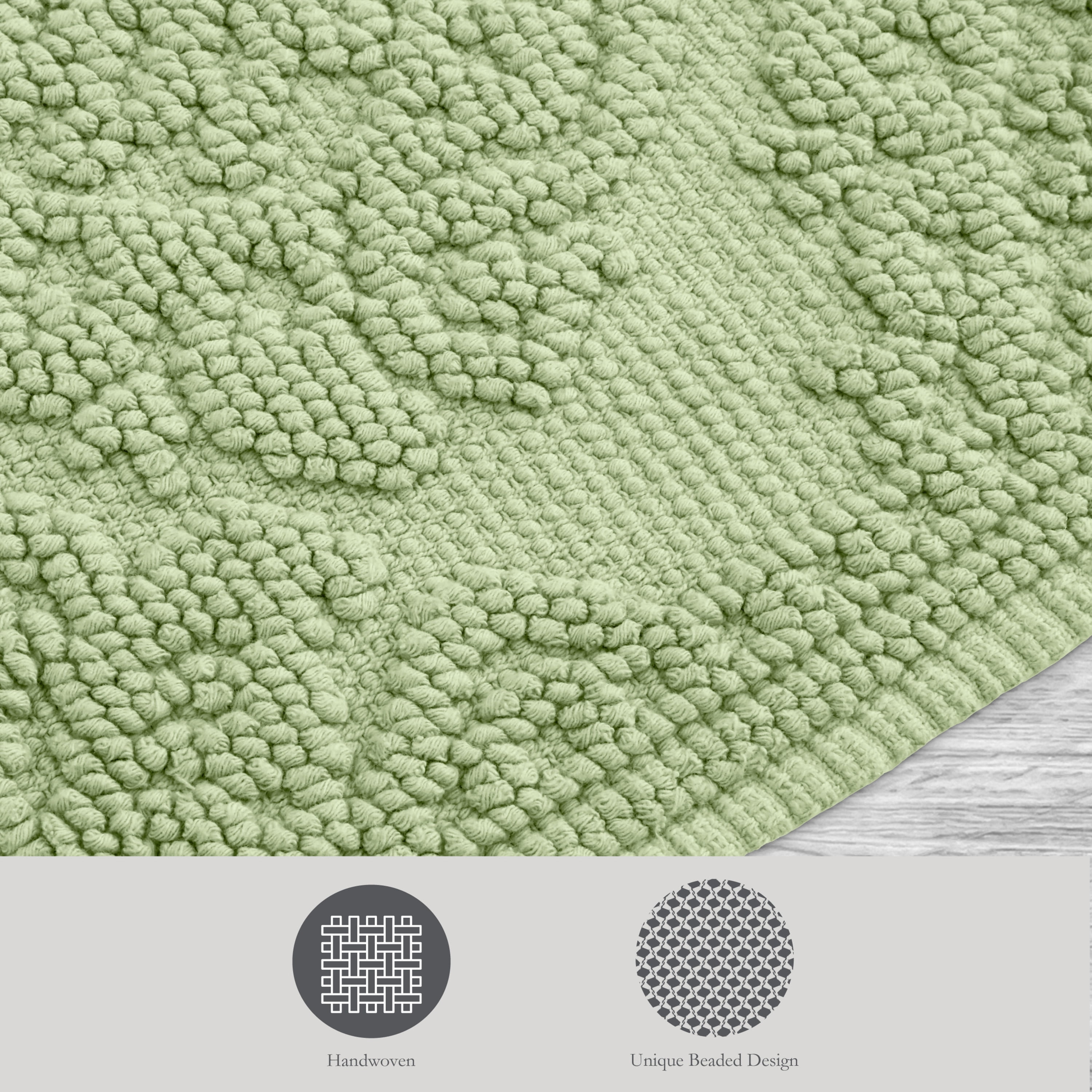 Jean Pierre Ricardo Cotton Fringe 27 x 45 in. Bath Rug, Sage Green