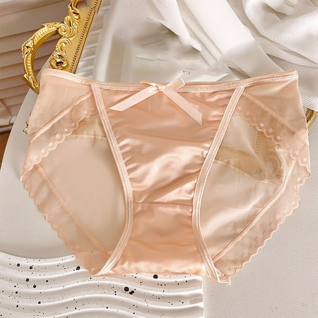 Hvyesh Women s Satin Panties Lace Silk Underwear Luxury High Waist Panty Breathable String Bikini Briefs